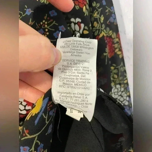 Madewell Finch Floral Ruffle Shirt Birds Black Chiffon Long Sleeve Blouse Top S - Picture 8 of 10